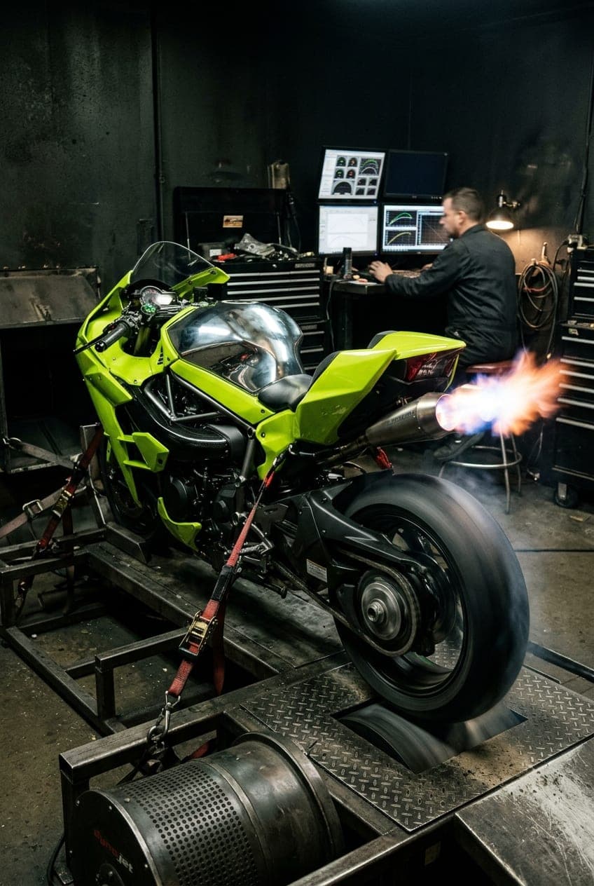 Kawasaki Ninja H2 on the dyno