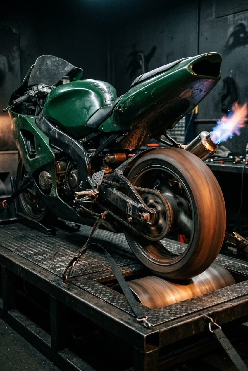 Kawasaki ZX-6R on the dyno